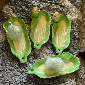 Vintage Corn-on-the-Cob Ceramic Dish Set